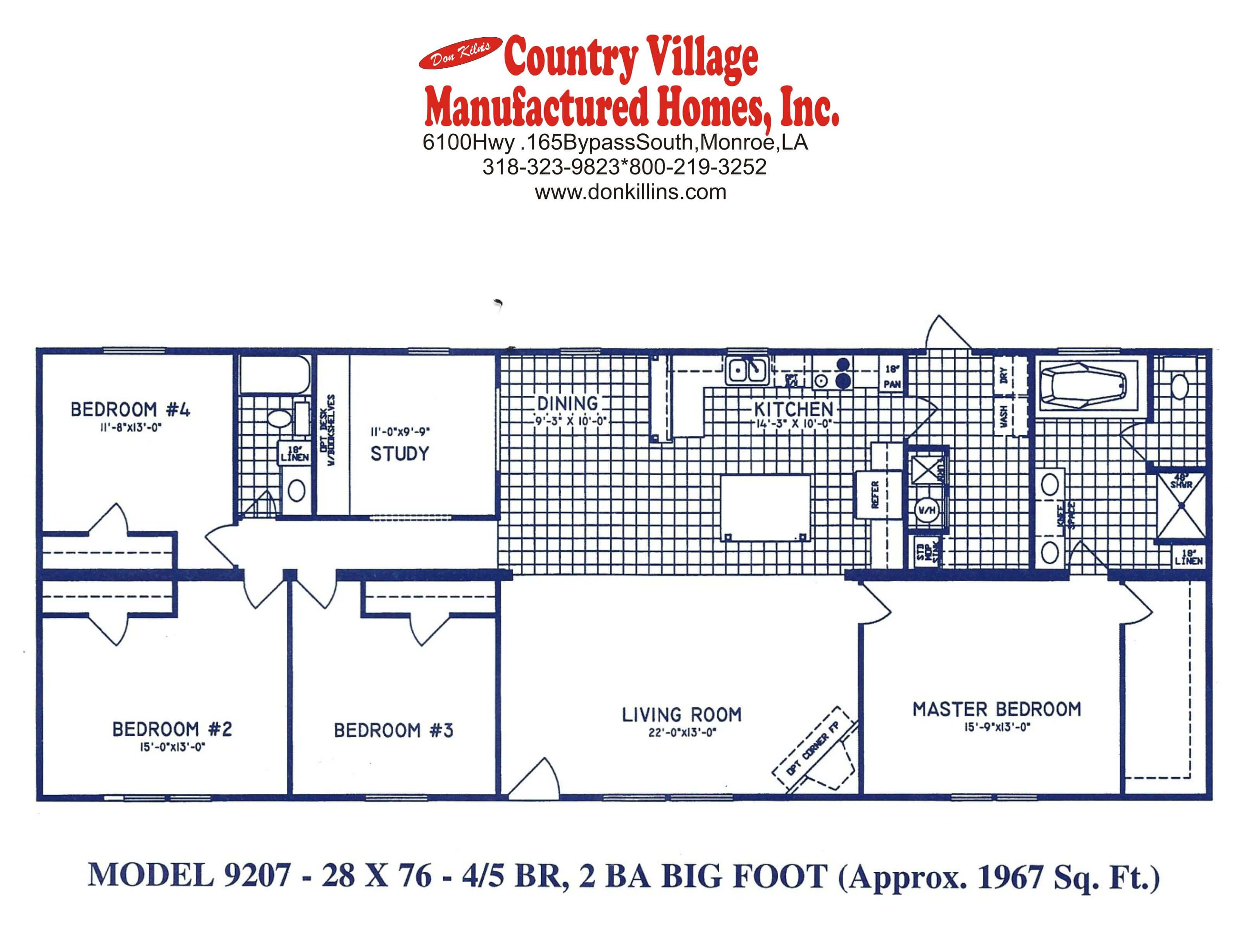 Double Wide Floorplans Don Killins Country Village Manufactured Homes