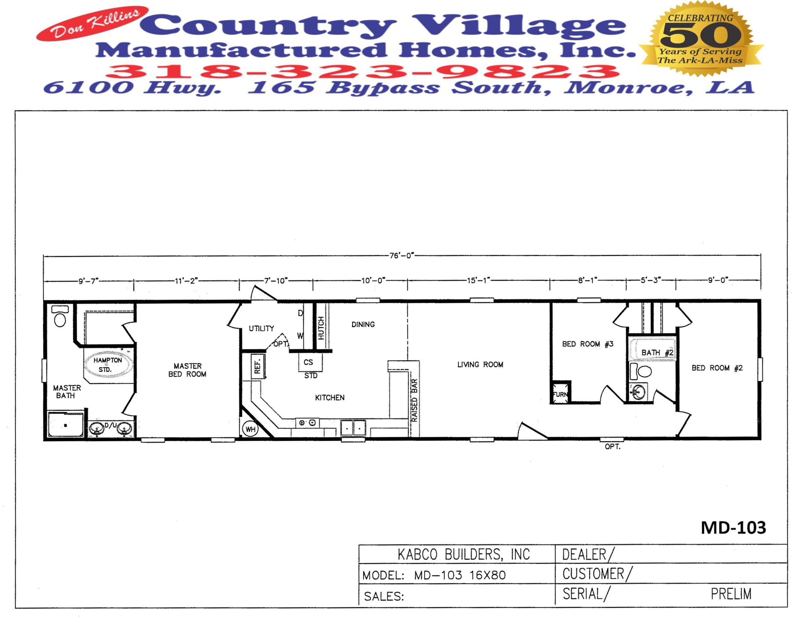Kabco MD-103 16x80 3+2 Floorplan