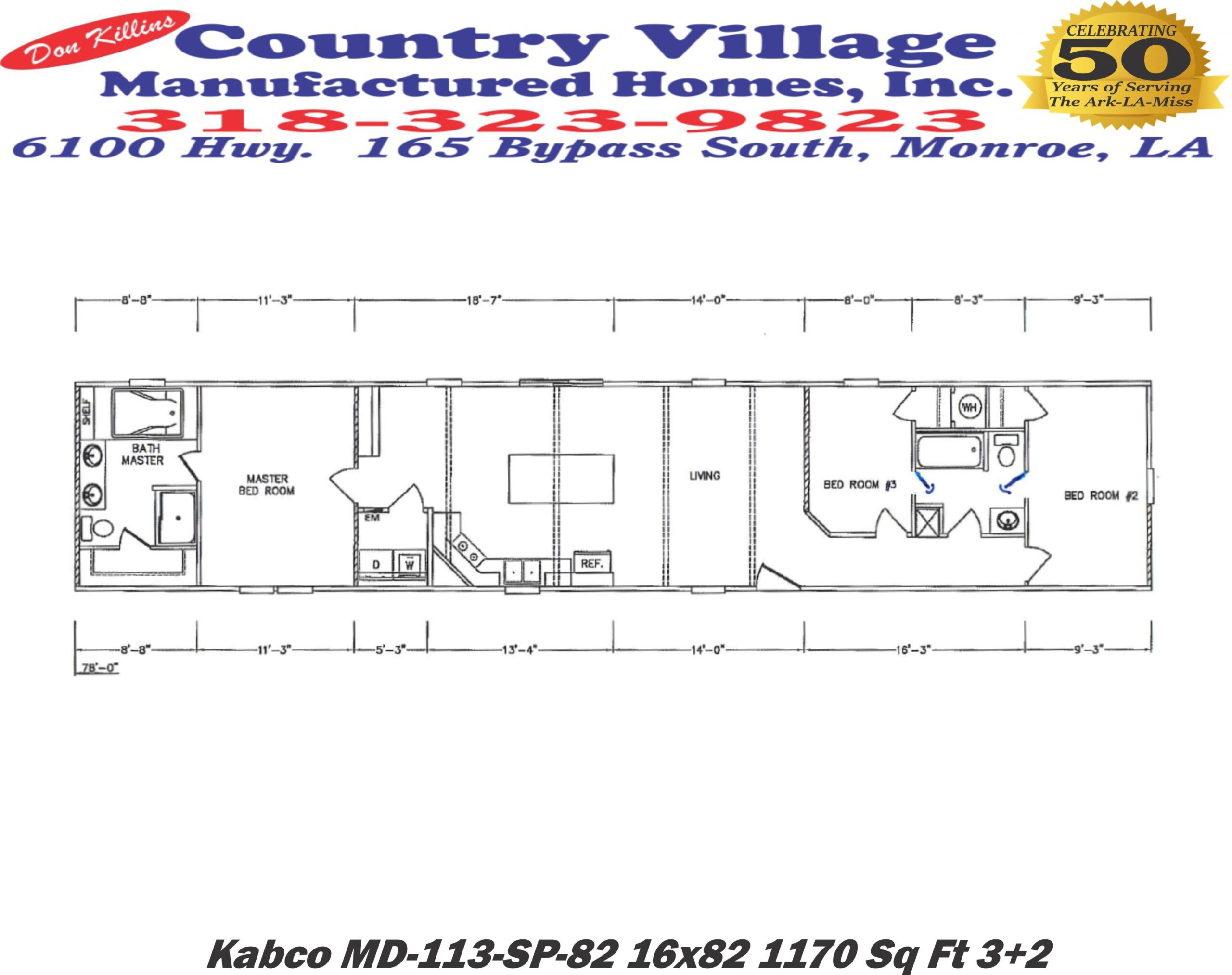 Kabco MD-113-SP-82 16x80 3+2 Floorplan