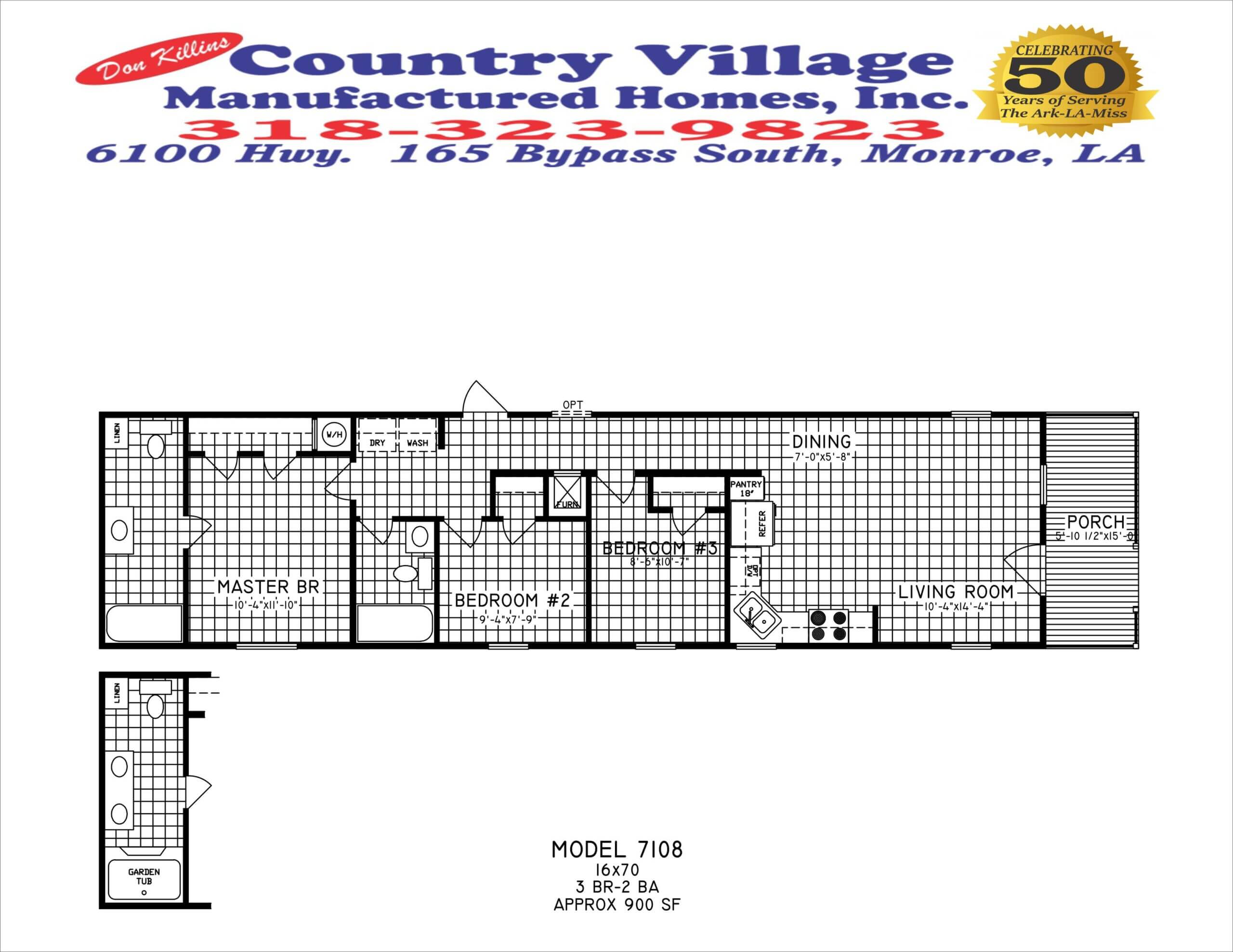 7108 Cottage 16x70 3+2
