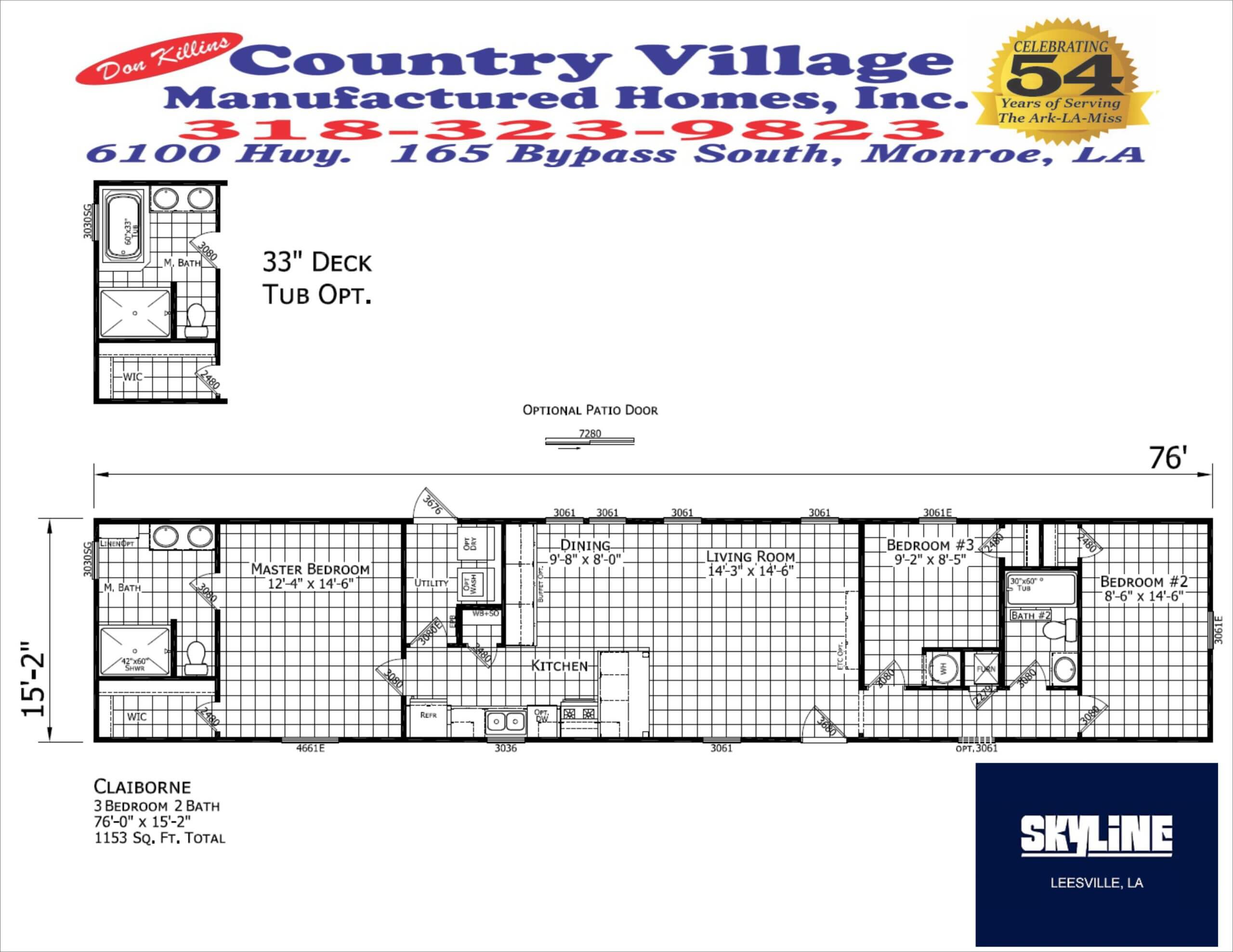 Skyline Claiborne 16x80 1153 Sq Ft 3+2