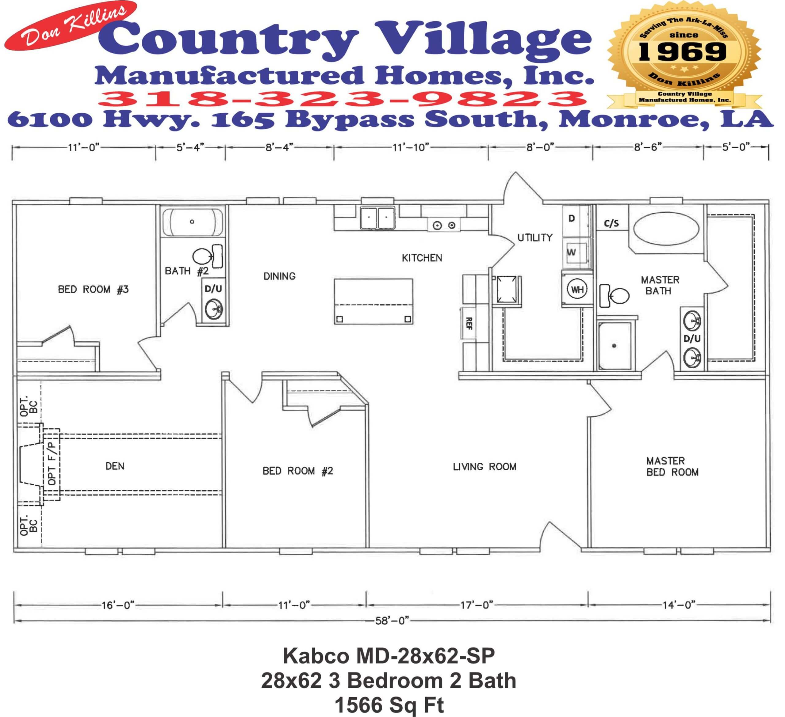 Kabco MD-28x62-SP 28x62 3+2 Floorplan