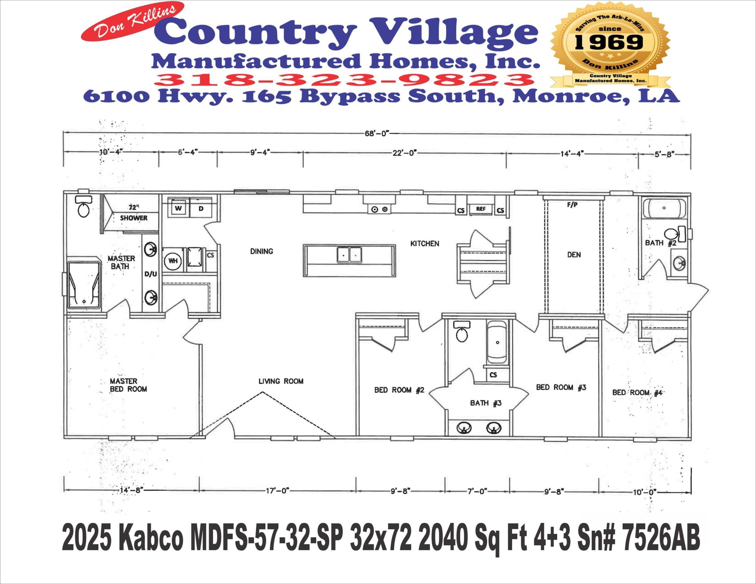Kabco MDFS-57-32-SP 32x72 4+3