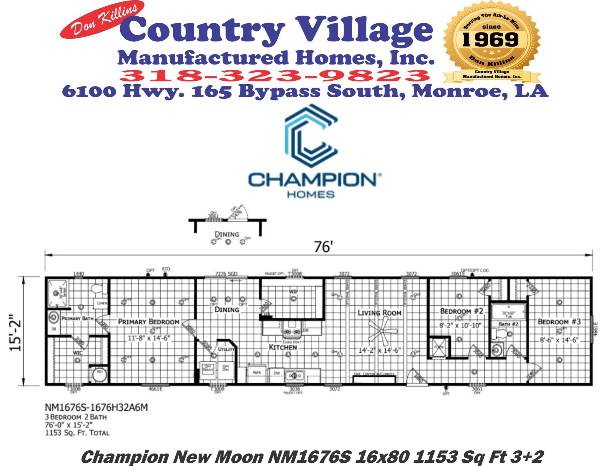 Champion New Moon NM1676S 16x80 3+2 Floorplan