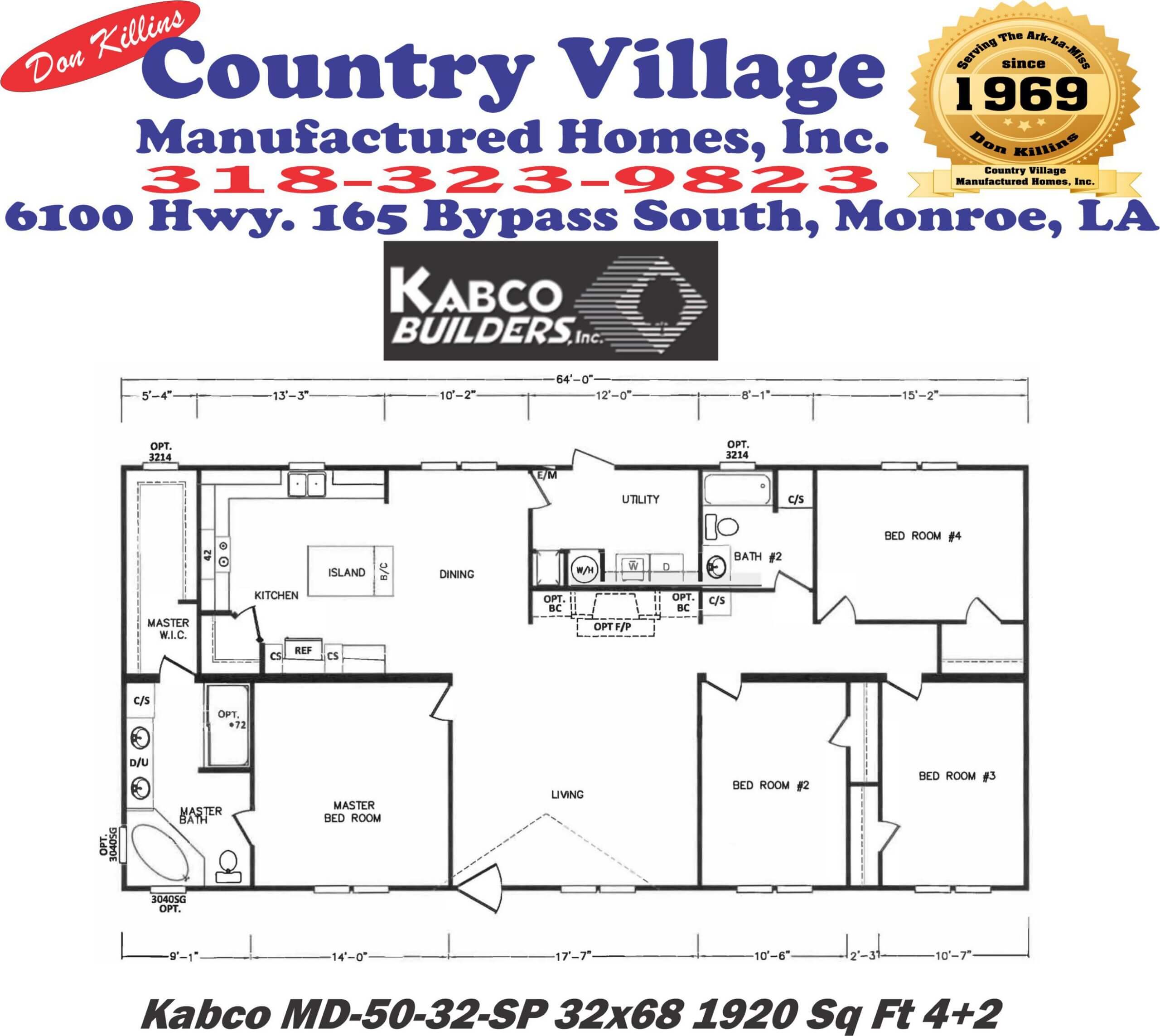 Kabco MD-50-32-SP 32x68 4+2 Floorplan