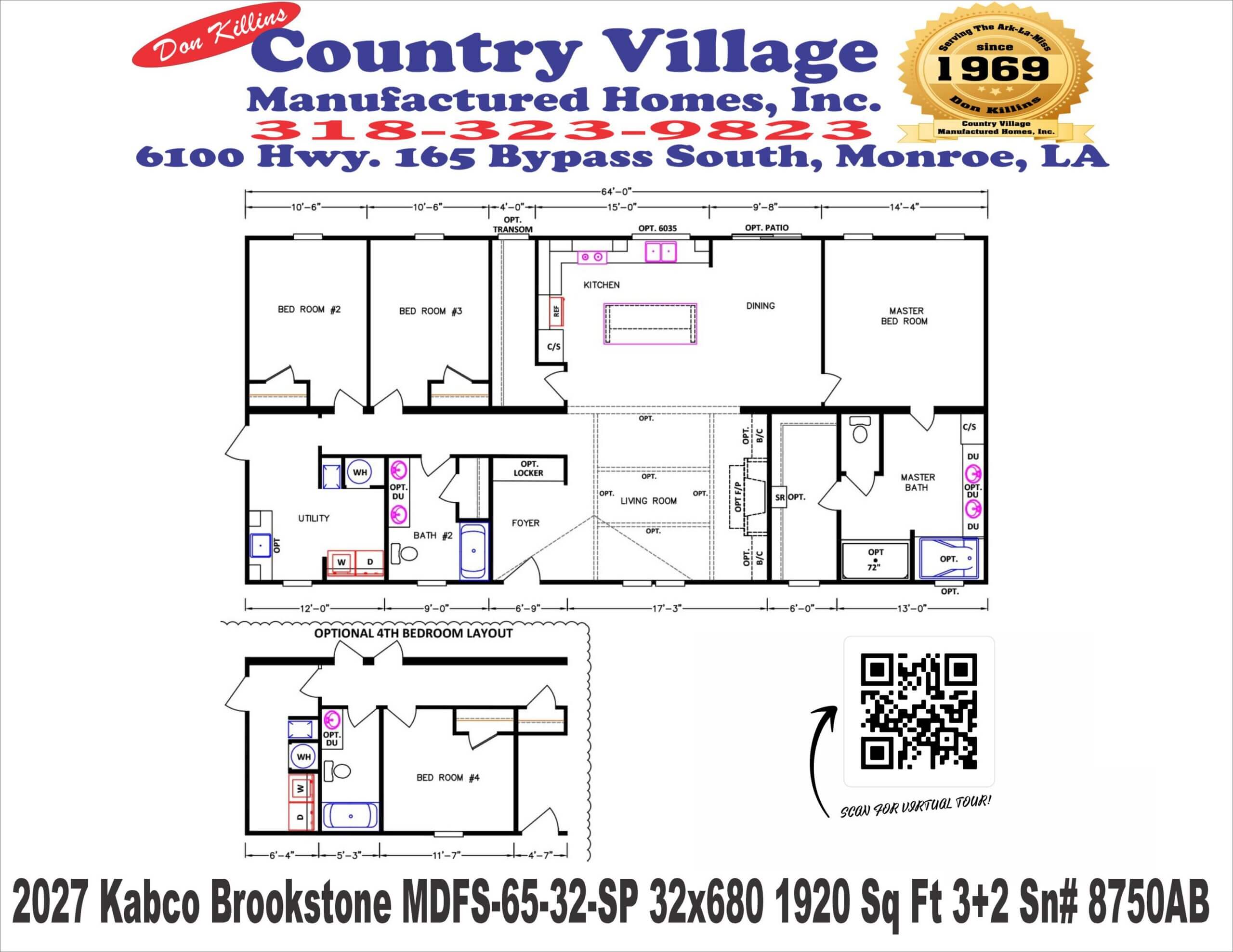 Kabco MDFS-65-32-SP 32x68 3+2 Floorplan